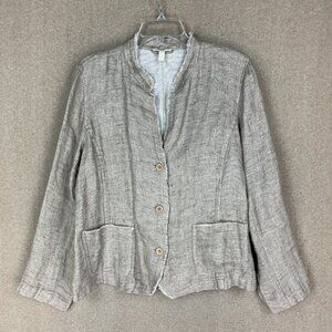 🛑🚨SOLD🚨🛑Eileen Fisher 100% Organic Linen Jacket Women's Size Large Raw Hem
